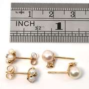 Two Pairs 14k Pearl & Diamond Earrings