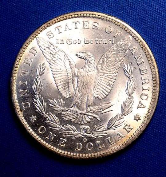 Colorful Toned 1885-O Morgan Dollar, Frosty BU