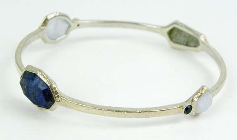 Fine Sterling Multi-Gemstone Bangle Bracelet