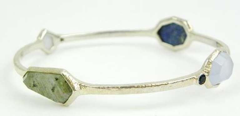 Fine Sterling Multi-Gemstone Bangle Bracelet