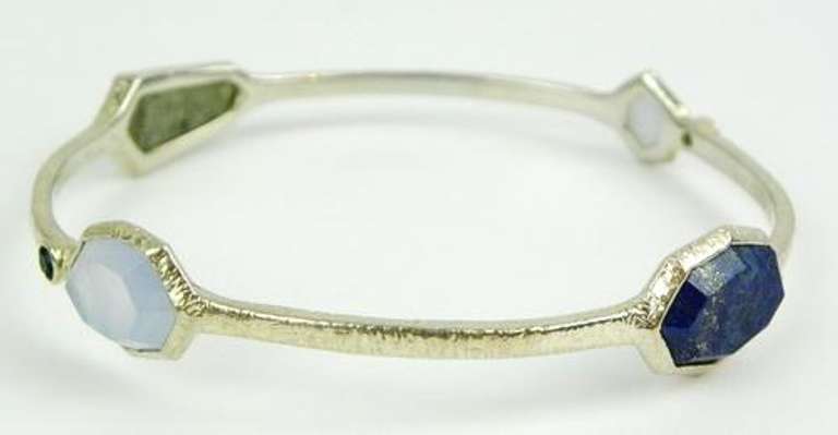 Fine Sterling Multi-Gemstone Bangle Bracelet