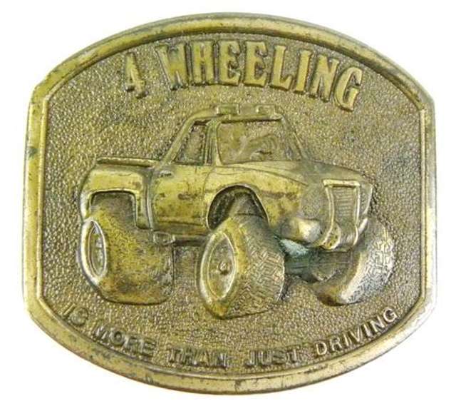 4 Wheeling Heavy Brass Belt Buckle