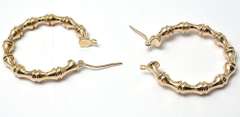 Bamboo Style Hoop Earrings in 14KT Yellow Gold