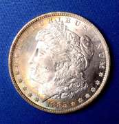 Colorful Toned 1885-O Morgan Dollar, Frosty BU