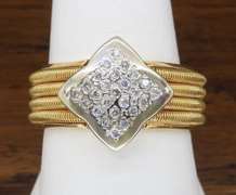 Custom 18k Yellow Gold Diamond Clover Ring