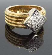 Custom 18k Yellow Gold Diamond Clover Ring