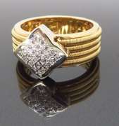 Custom 18k Yellow Gold Diamond Clover Ring