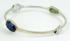 Fine Sterling Multi-Gemstone Bangle Bracelet