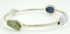 Fine Sterling Multi-Gemstone Bangle Bracelet