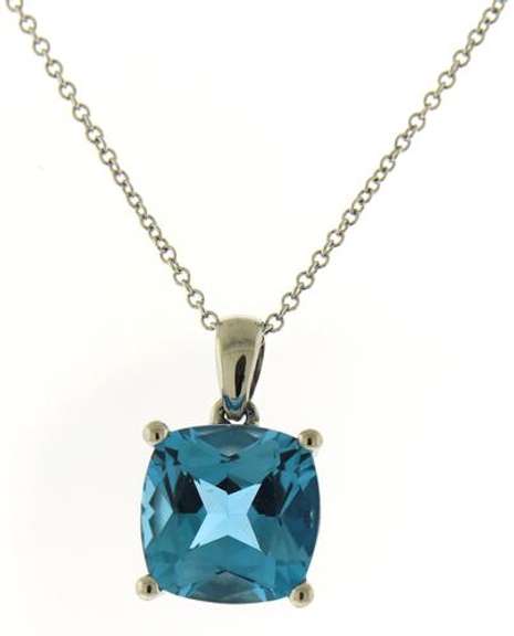 Stunning Blue Topaz White Gold Necklace