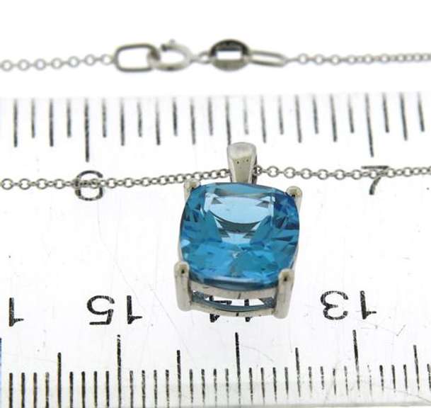 Stunning Blue Topaz White Gold Necklace