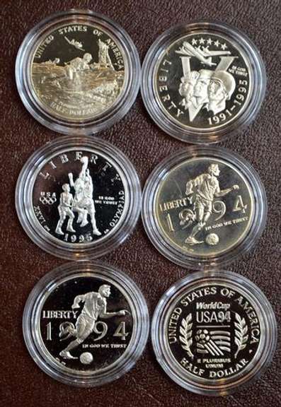 6 MISC.PROOF COMMEM 50c CAPSULES ONLY