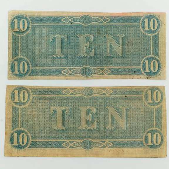2 $10 Confederate Notes Feb 17 1864 CR-68