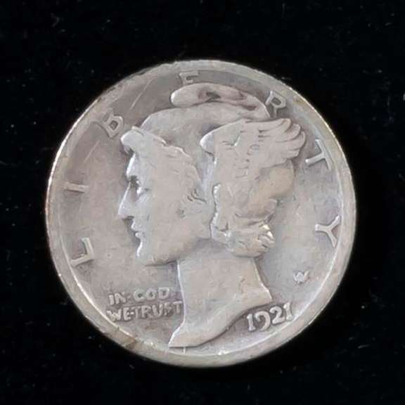 Full Rim Plus Key 1921 D Mercury Dime