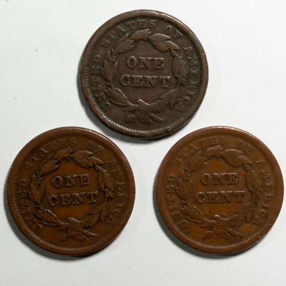 Three  1841 Large Cents