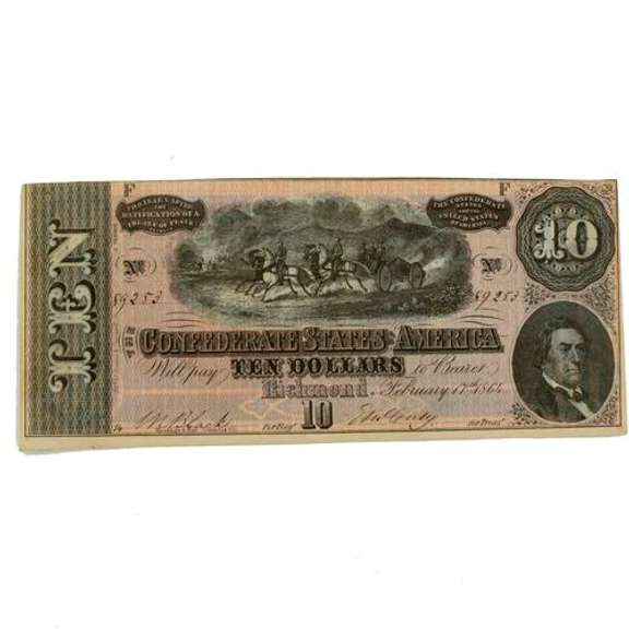 $10 Confederate Note Feb 17 1864 Uncirculated