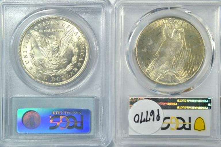 Near Gem BU 1921 Morgan & 1923 Peace Dollars. PCGS MS64