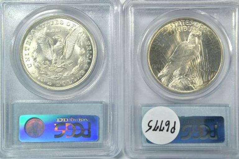 Near Gem BU 1921 Morgan & 1923 Peace Dollars. PCGS MS64