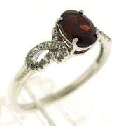 Sterling Silver Garnet and CZ Ring
