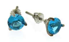 Sterling Silver Blue Topaz Stud Earrings