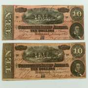 2 $10 Confederate Notes Feb 17 1864 CR-68
