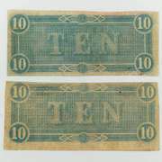 2 $10 Confederate Notes Feb 17 1864 CR-68