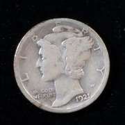 Full Rim Plus Key 1921 D Mercury Dime