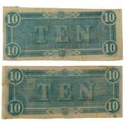 2 $10 Confederate Notes Feb 17 1864 CR-68