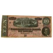$10 Confederate Note Feb 17 1864 Near Uncirculated