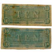 2 Near $10 Confederate Notes Feb 17 1864 CR-68