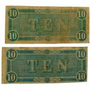 2 Near $10 Confederate Notes Feb 17 1864 CR-68