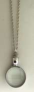 Vintage Silver Tone Magnifying Glass Pendant With Long Rope Chain