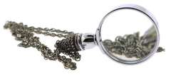 Vintage Silver Tone Magnifying Glass Pendant With Long Rope Chain