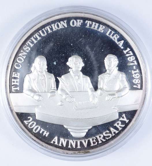 1987 Mexico 5 Onzas .999 Silver U.S. Constitution Commemorative