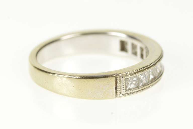 14K White Gold 0.90 Ctw Princess Cut Diamond Wedding Band Ring