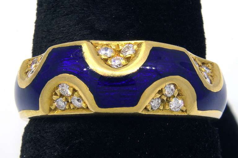 Funky Diamond Accent Enamel Ring