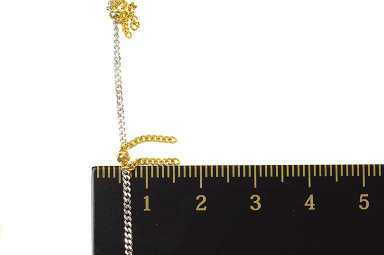 14K White Gold 1.5mm Curb Link Two Tone Fringe Chain Necklace