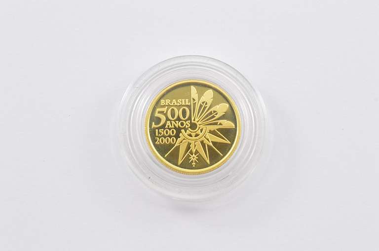 2000 Brazil 20 Reais 500 Years Since Discovery Commem Gold Proof - Box