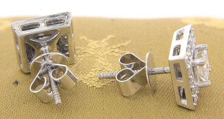 Glittering 0.55CTW Square Diamond Earrings