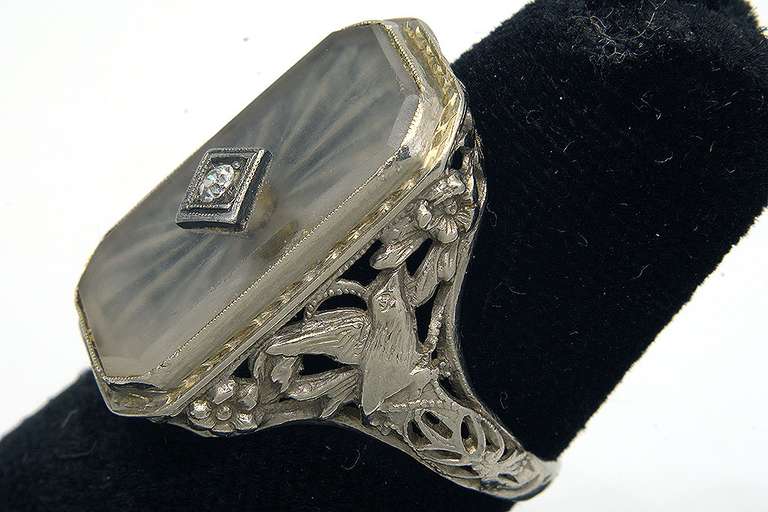 Vintage Quartz Ring with Diamond Accent