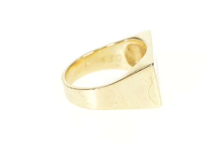 14K Yellow Gold Red Enamel Ferrari Logo Squared Men's Ring