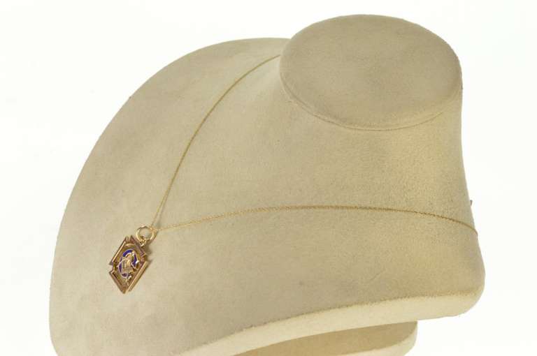 10K Yellow Gold Masonic G Compass Square Enamel Charm/Pendant