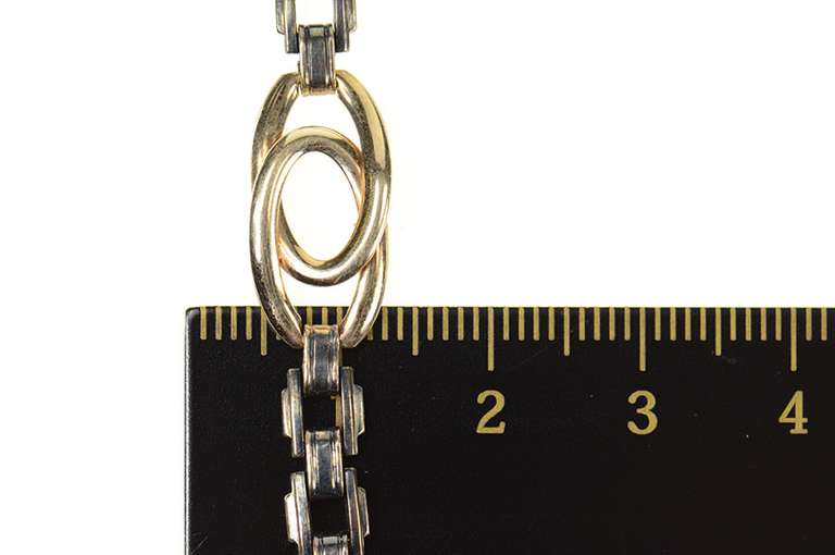 Gold Filled Retro Oval Squared Link Statement Chain Bracelet