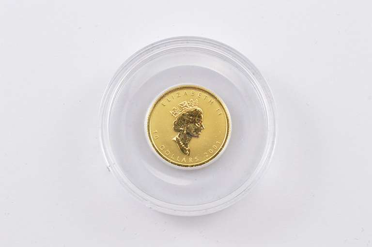 2001 Canada 10 Dollars 1/4 Oz Gold Maple Leaf Hologram Coin Box & COA