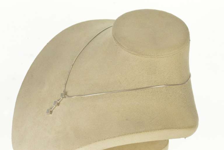 10K White Gold Diamond Tiered Square Cluster Bar Journey Pendant