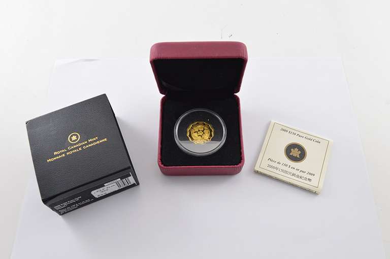 2009 Canada 150 Dollars Pure Gold Coin Approx 0.33 T Oz AGW Box & COA