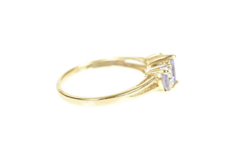 10K Yellow Gold Marquise Tanzanite Diamond Accent Statement Ring