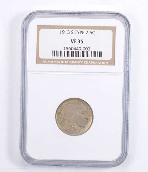 VF35 1913-S Indian Head Buffalo Nickel - Type 2 - Graded NGC
