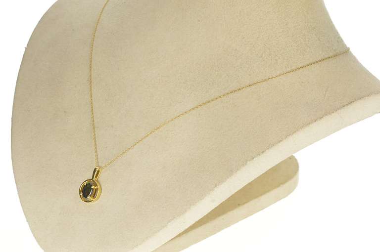 18K Yellow Gold Ammolite Chip Mosaic Oval Statement Pendant