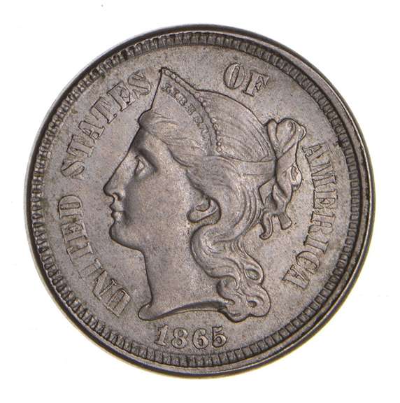 1865 Nickel Three-Cent Piece - Choice